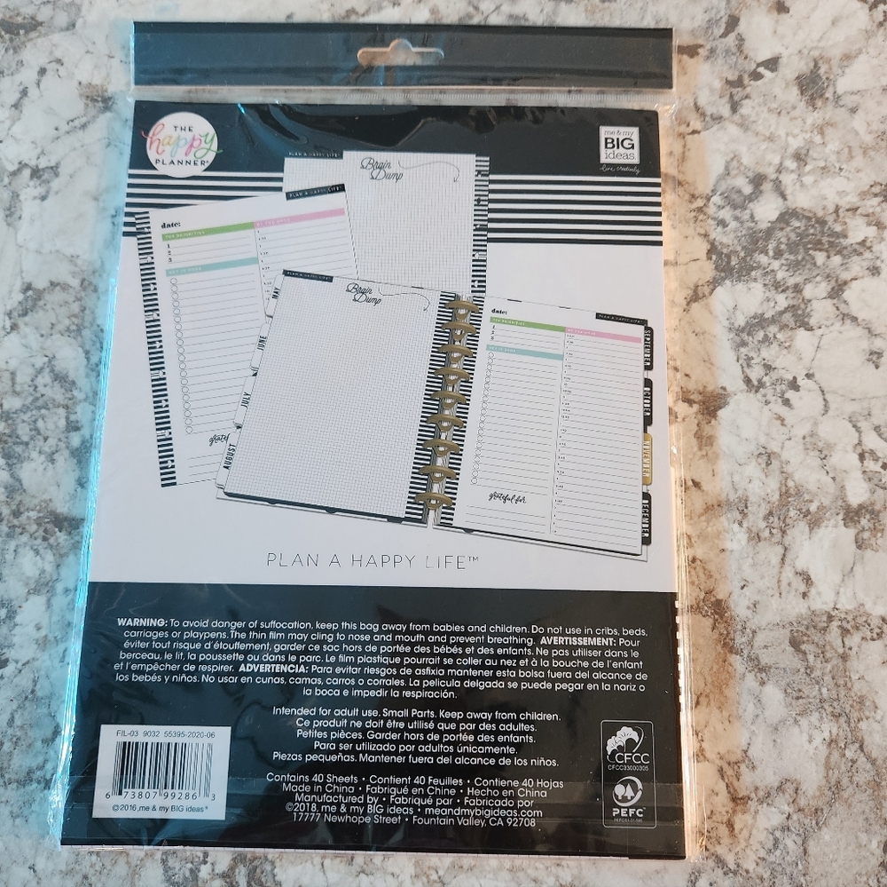 The Happy Planner Striped Daily Task Pad - Black, White, Pink, Green - Picture 2 of 4